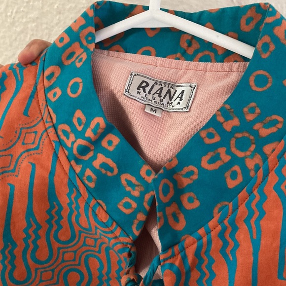 Orange blue ethnic cotton jacket - Picture 3 of 4